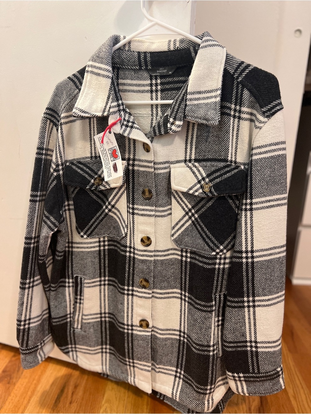Green Bay Packers Black and White Plaid Button-Up Shacket
